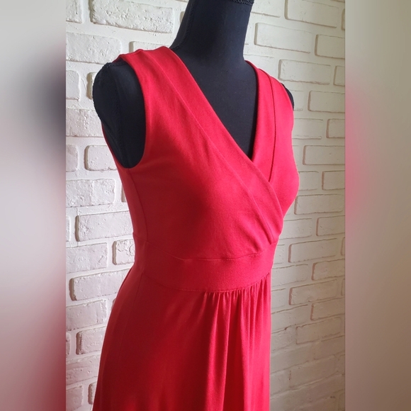 NWT NEW Lands End Sleeveless Pima Jersey Knit Maxi Dress Red Orange Size XS - Picture 6 of 12